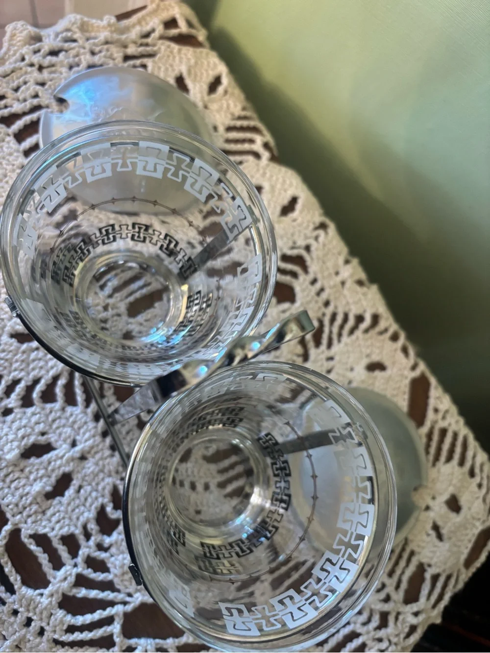 Vintage Libbey Mid Century Modern Chrome & Glass Condiment Caddy Holder Server